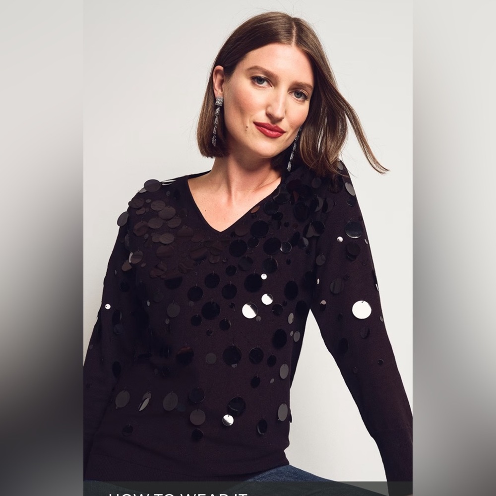Chico’s - Mixed sequin pullover sweater (new with tags)